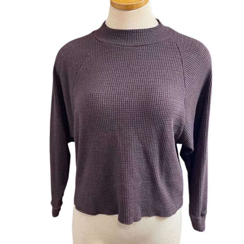 Chaser Brown Waffle Knit Long Sleeve Shirt Size Small